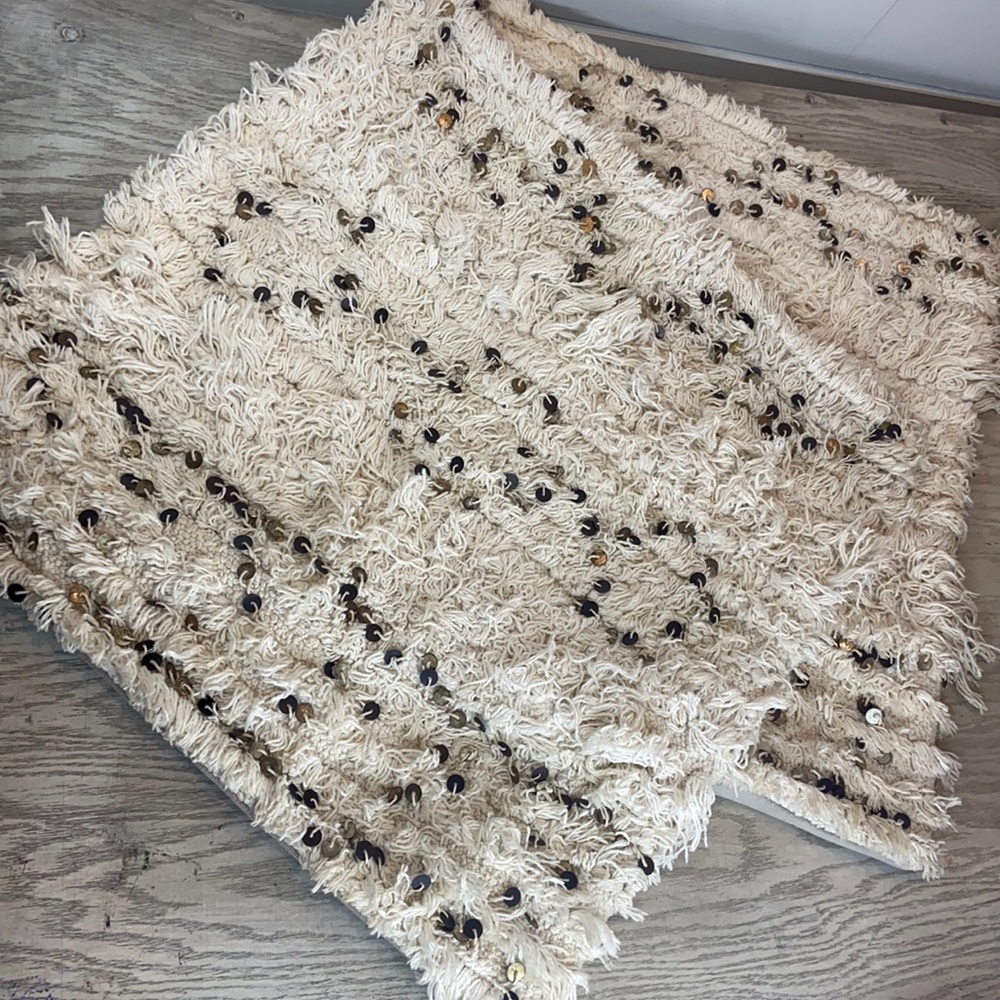(2) Pottery Barn Boho Chic Moroccan Wedding Blanket Pillow Cover Sham 24" Cream